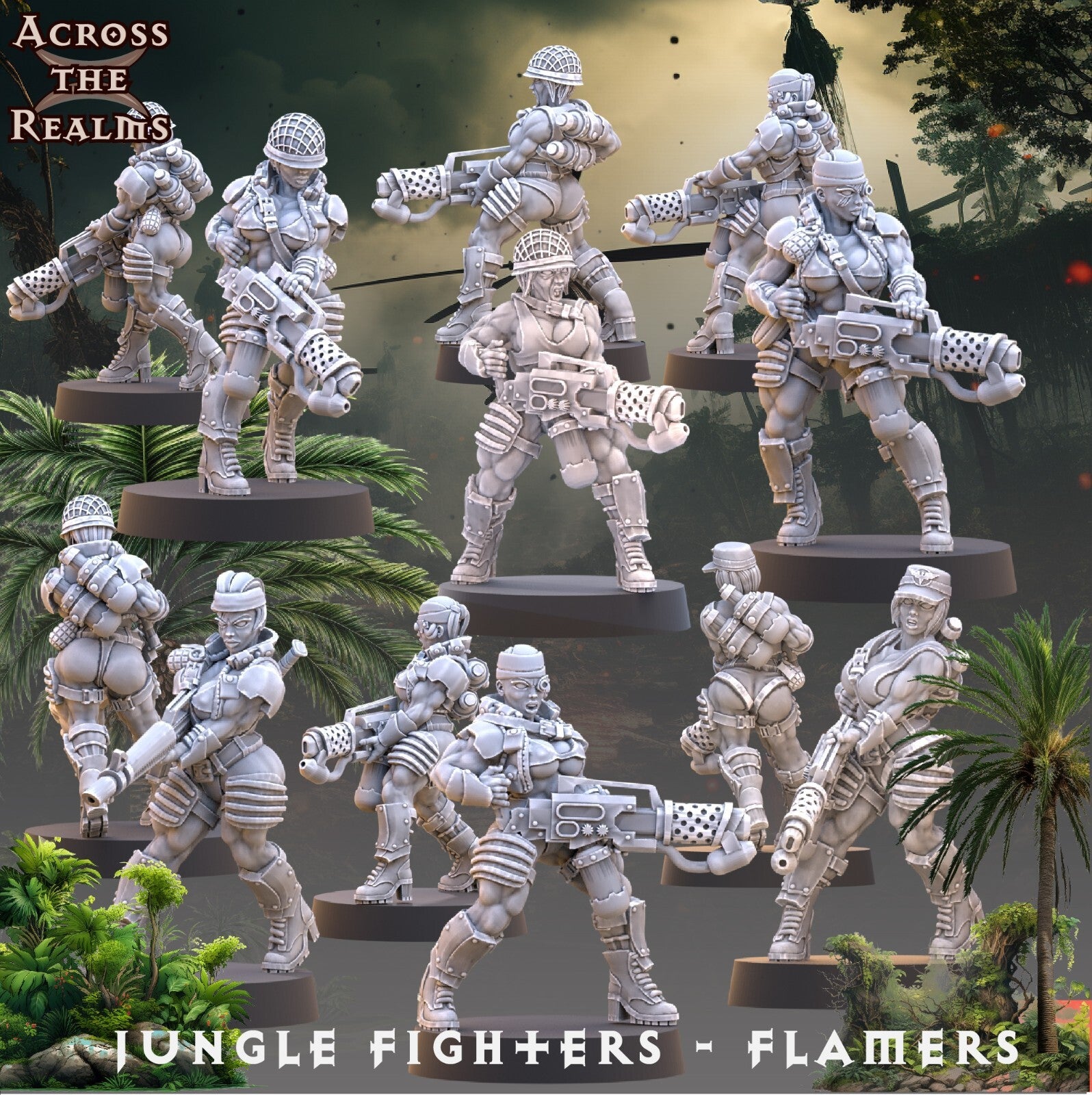 6 combattantes lance flamme  de la jungle  