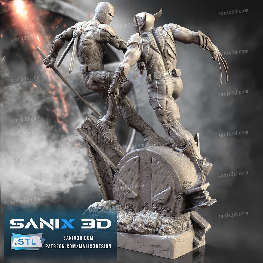 FIGURINE hauteur 27cm immortal friend deadpool wolverine figurine fan art