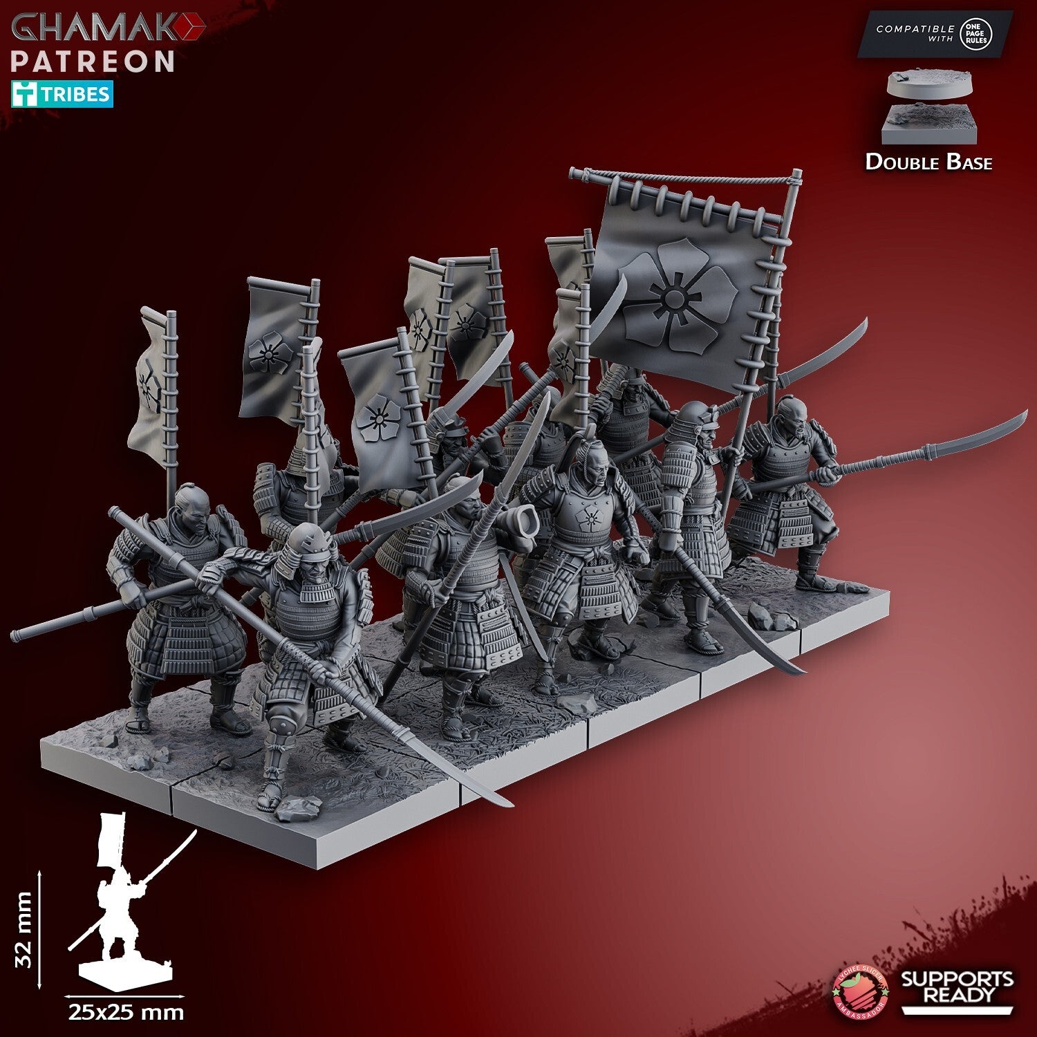 Naginata Samurai socle carree