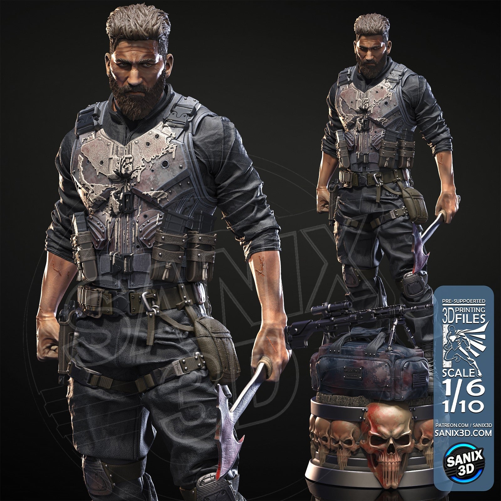 The PUNISHER  22 cm avec la base