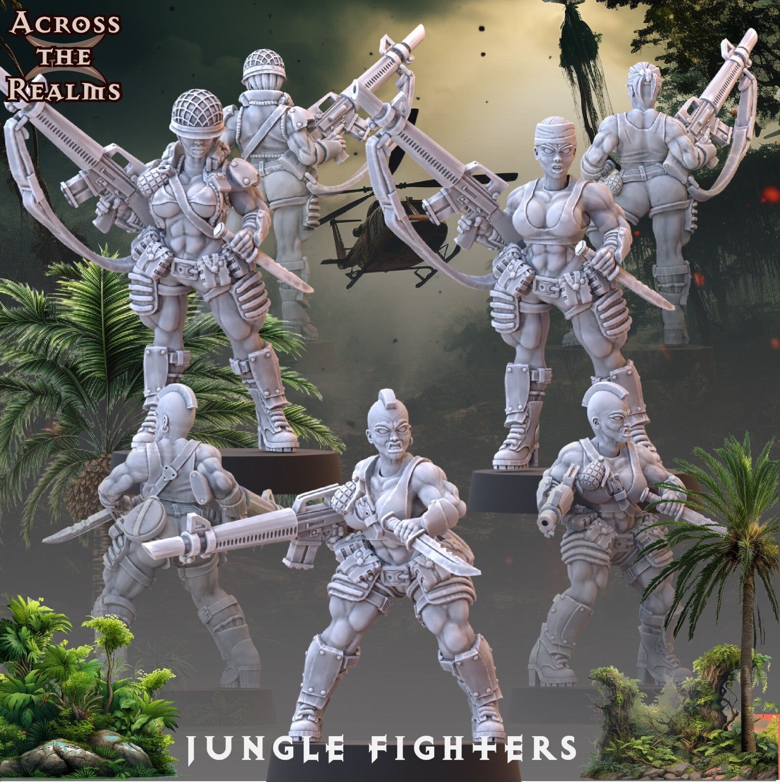 3 combattantes  de la jungle