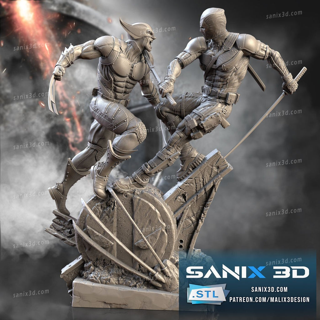 FIGURINE hauteur 27cm immortal friend deadpool wolverine figurine fan art