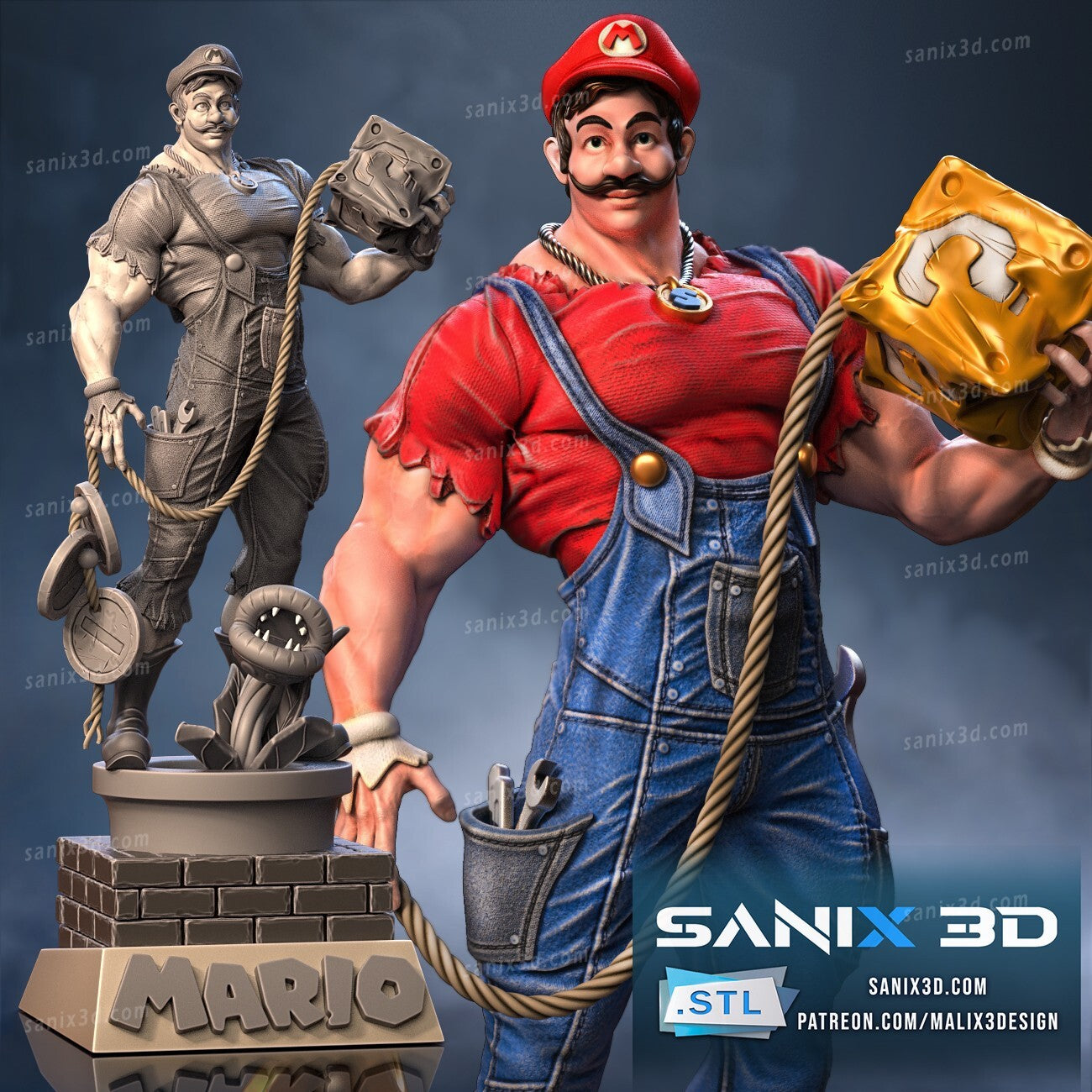 figurine fan art de mario de 23 cm de haut