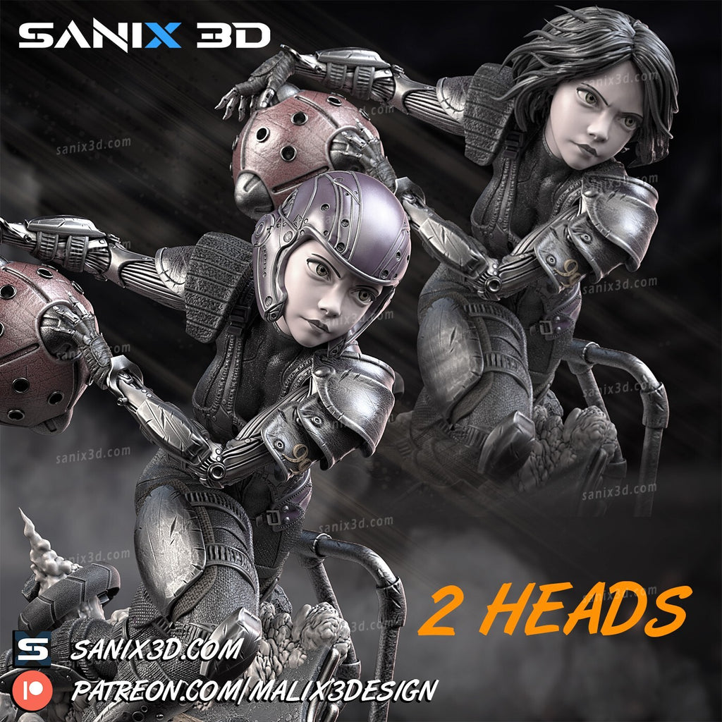 FIGURINE hauteur 28cm ALITA  figurine fan art (2 tetes differentes fournis)